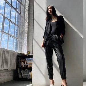 Aritzia Babaton Faux Leather Jogger Black size Small